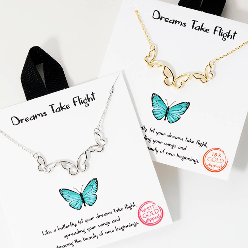 Three Butterflies Pendant Gold Dipped Necklace
