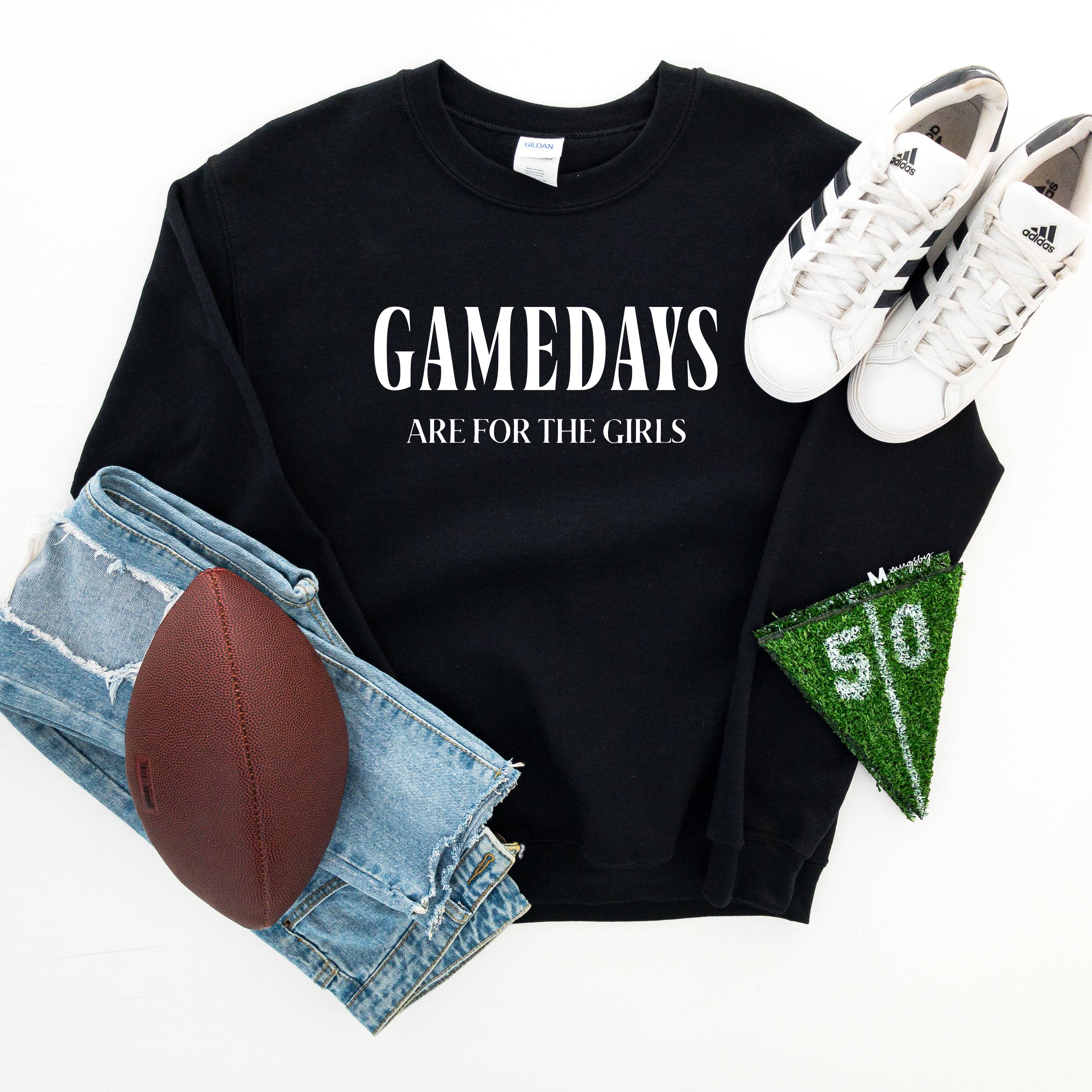 Gamedays Are For the Girls Black Sweatshirt, Football Season