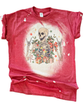 All Decked Out Skeleton Christmas Bleached Tee