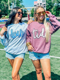 Custom Mascot Cursive Puff/ Glitter Combo Sweatshirt