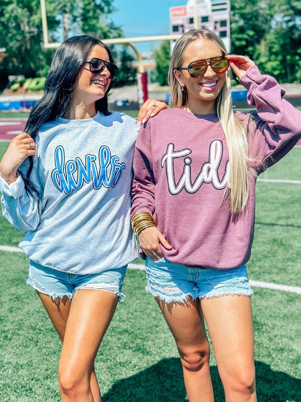 Custom Mascot Cursive Puff/ Glitter Combo Sweatshirt