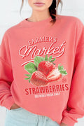 Farmers Market Strawberry Graphic Brushed Sweatshirts