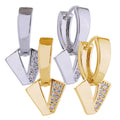 14k Gold Dipped V Sparkle Dangle Earrings