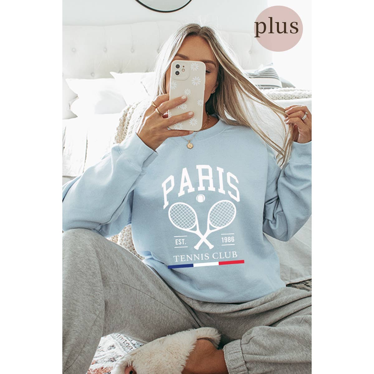 Paris Tennis Club Vintage  Graphic  Sweatshirts Plus