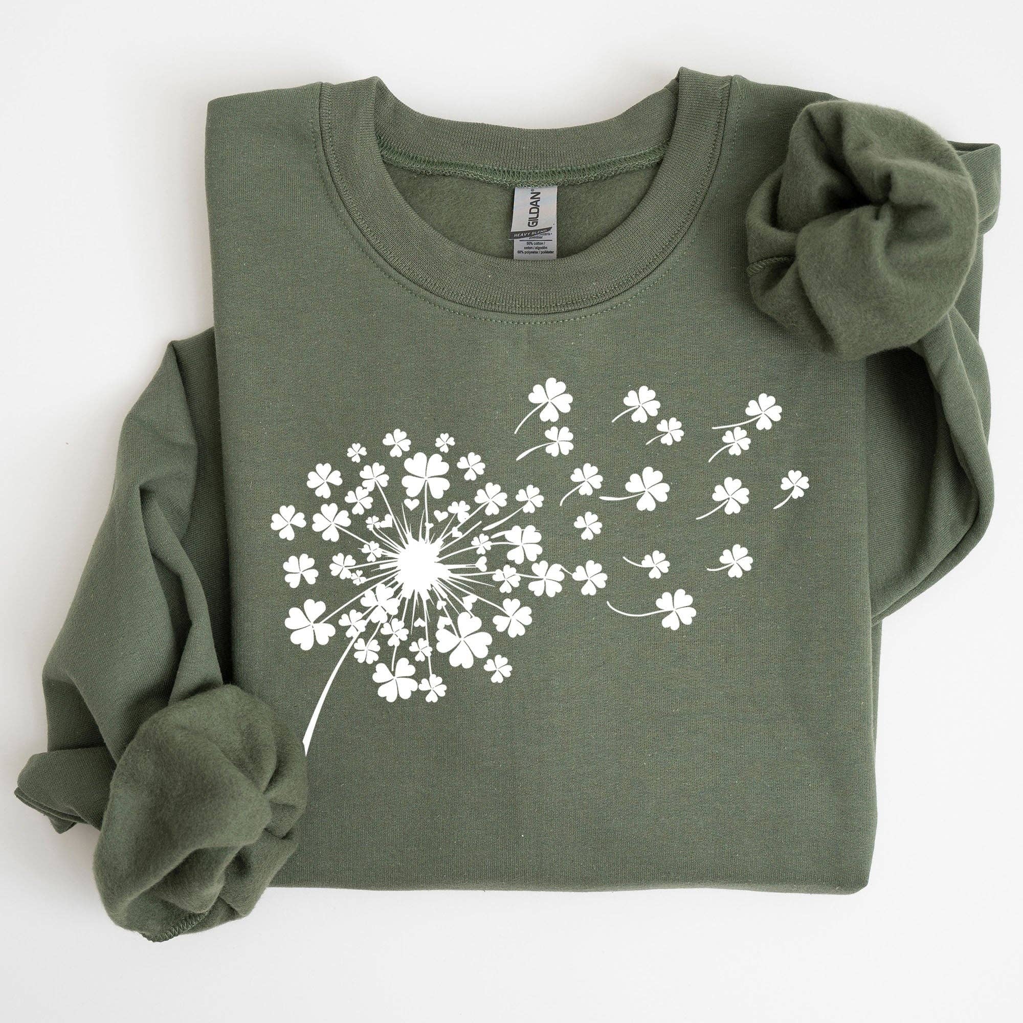 Dandelion, Clover Shamrock Lucky St Patrick's Day Sweatshirt