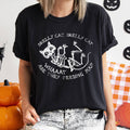 Skelly Cat Retro Halloween T-Shirt White Print