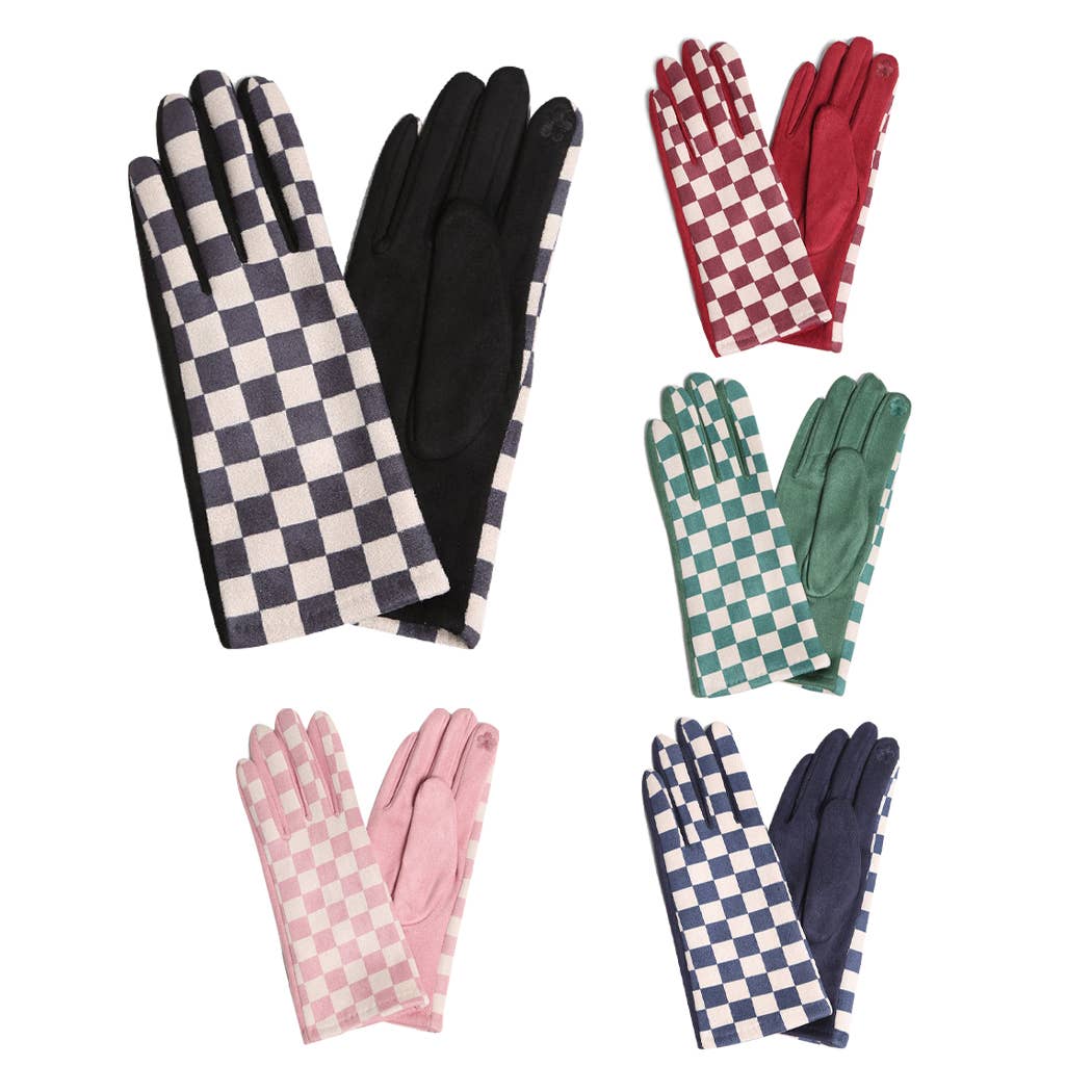 Women's Checkerboard Touch Gloves
