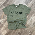 Cat Mama On Heather Military Green Tee