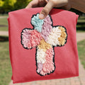 Faux Yarn Multicolor Cross Tee