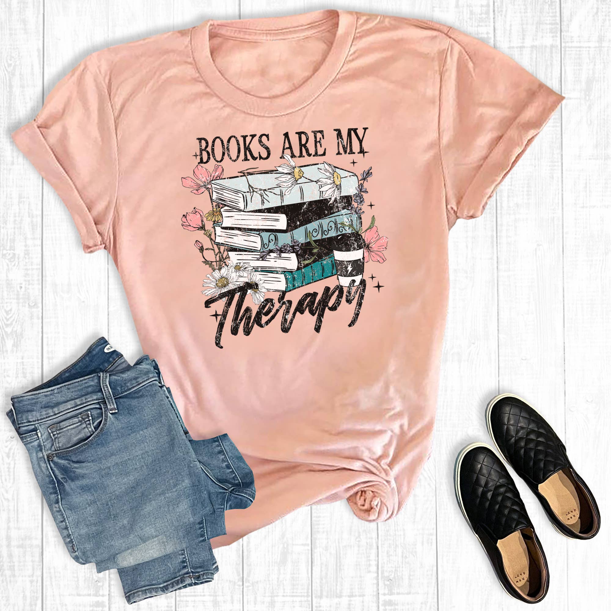 Boho Books Are My Therapy Graphic Tee