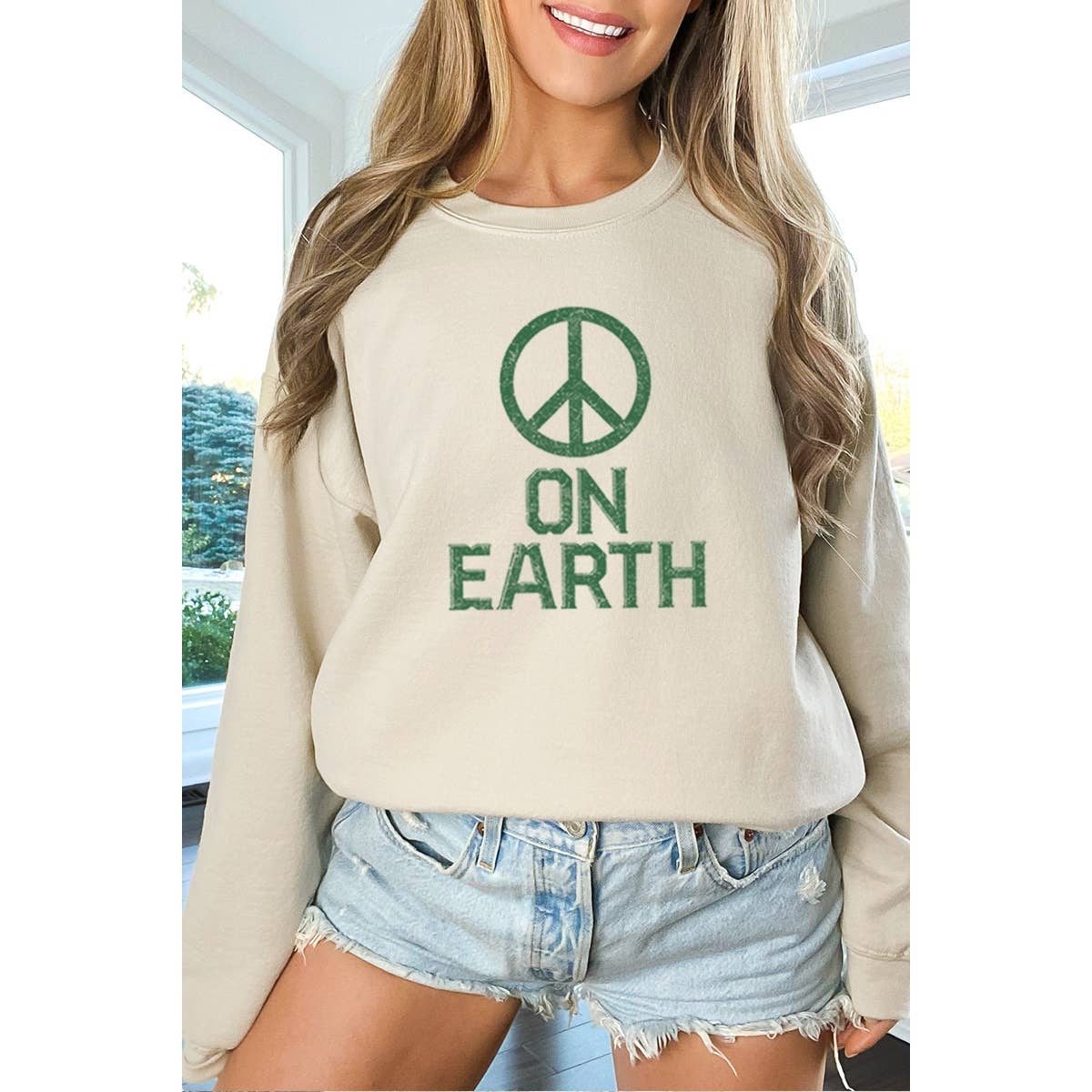 Peace On Earth Vintage  Graphic  Sweatshirts