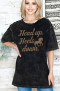 Women Western Graphic Print Oversize Mineral Top