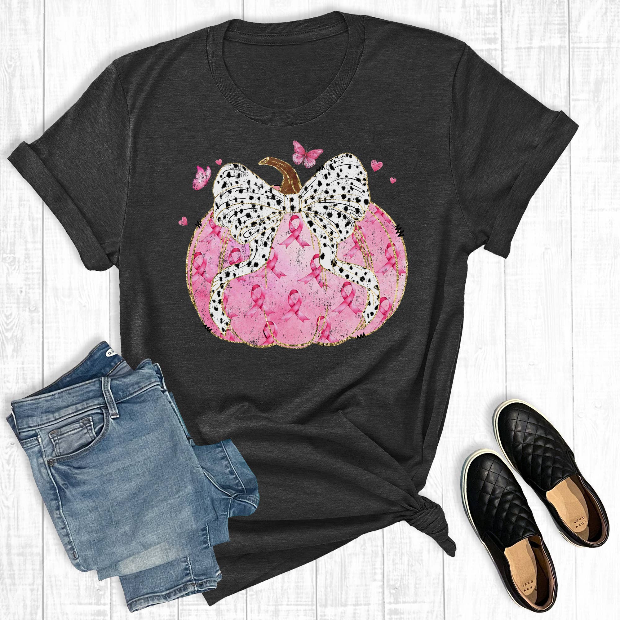 Fall Breast Cancer Awareness Pumpkin Graphic Tee