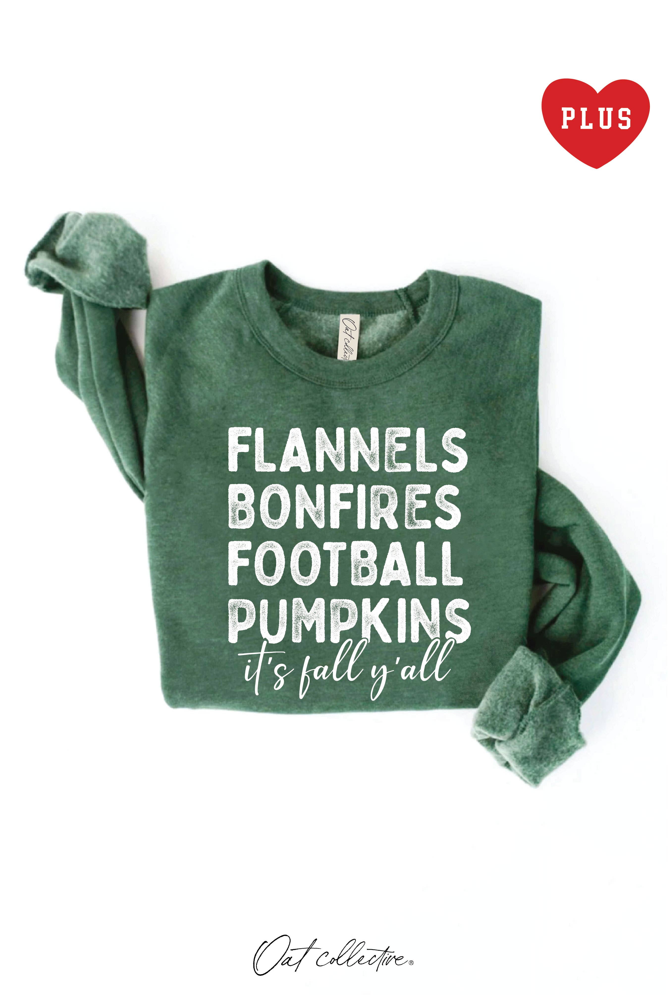 Flannels Bonfires  Plus Graphic Sweatshirt