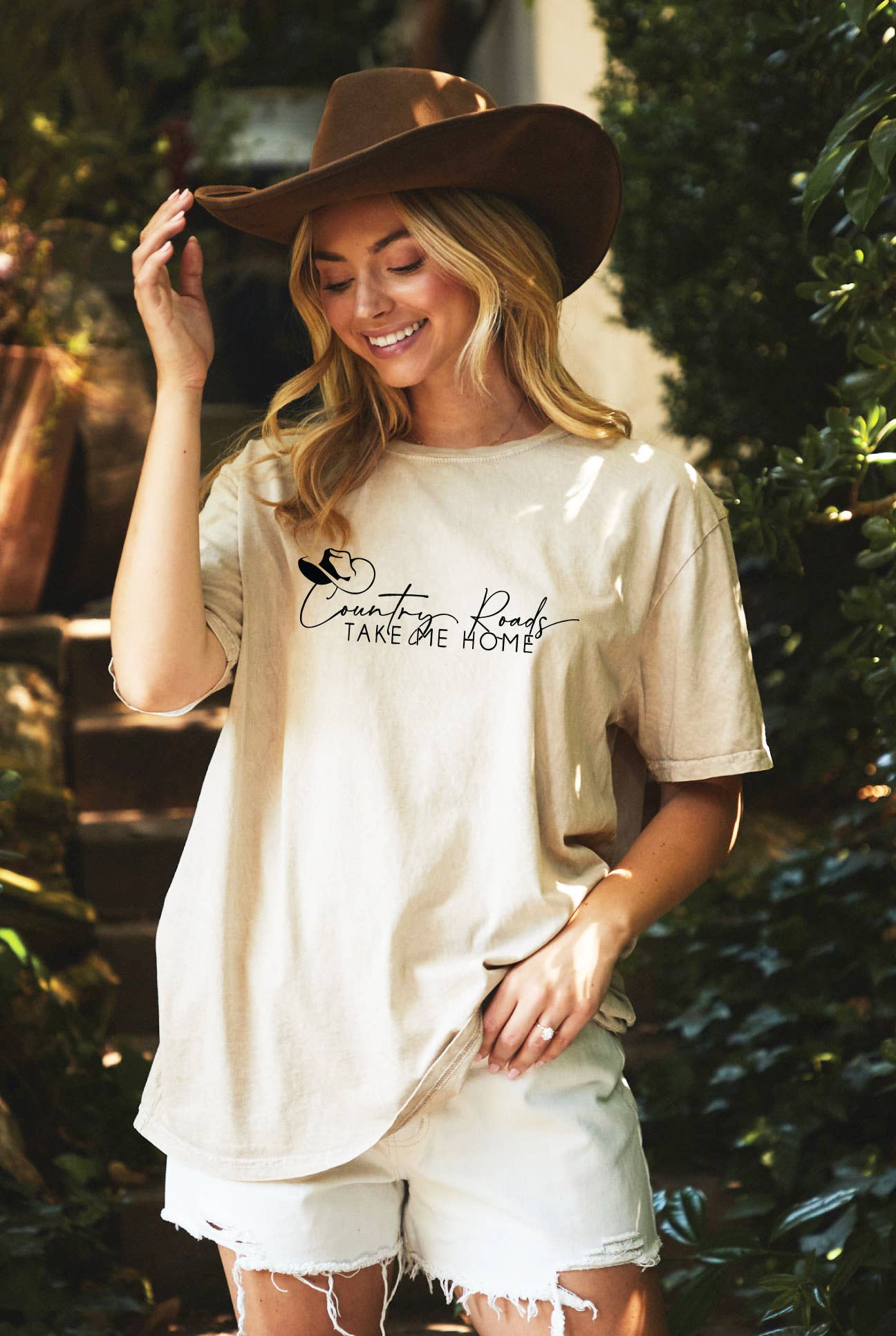 Country Roads  Oversized Mineral Washed Graphic Top