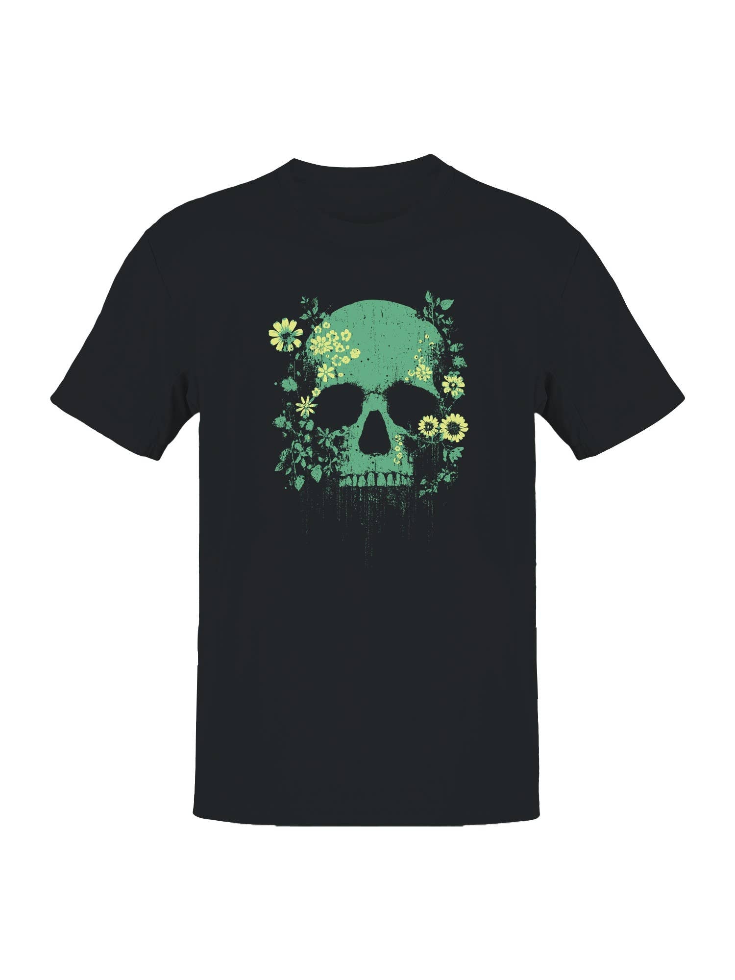 Floral Skull Grunge Art Men's T-Shirt
