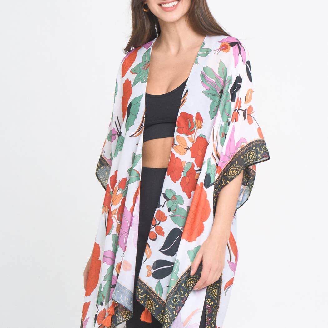 Oriental Floral Printed Kimono