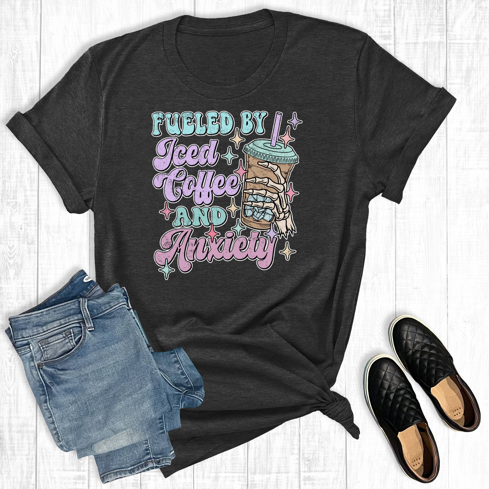 Fueled By Iced Coffee and Anxiety Graphic Tee