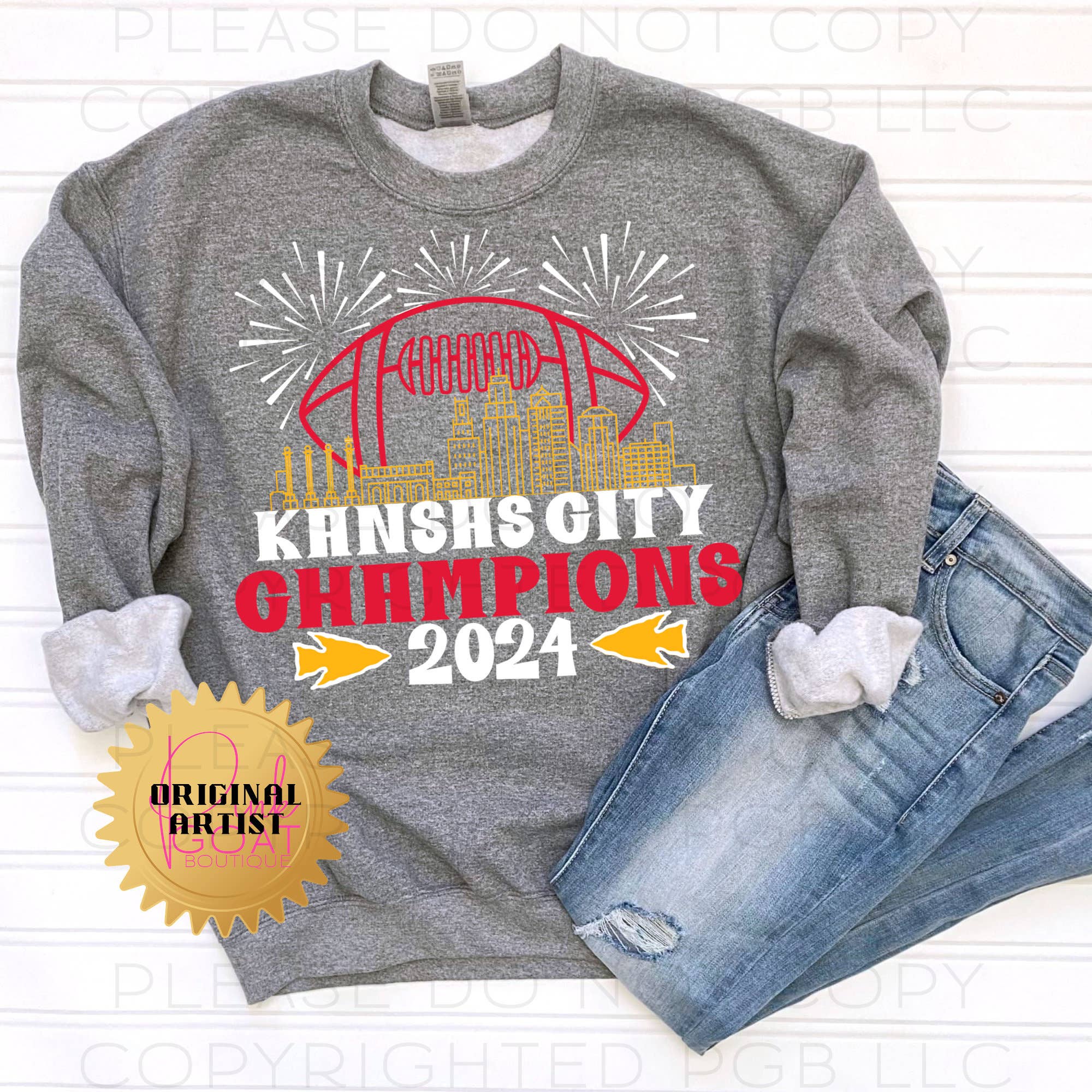 Kansas City Champions 2024 Fireworks and Skyline Sweatshirt