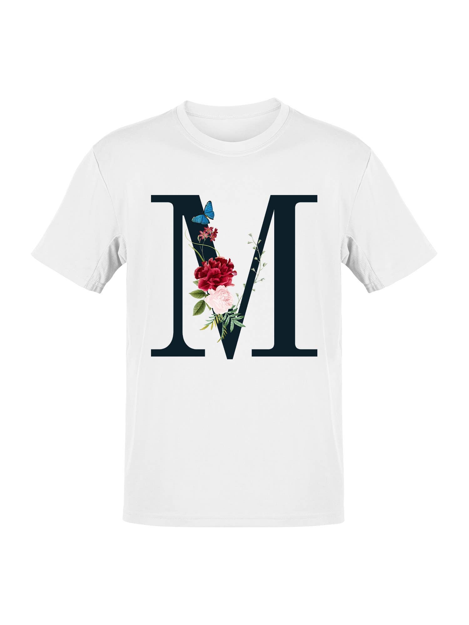 Floral Monogram M with Butterfly Accent Women's T-Shirt