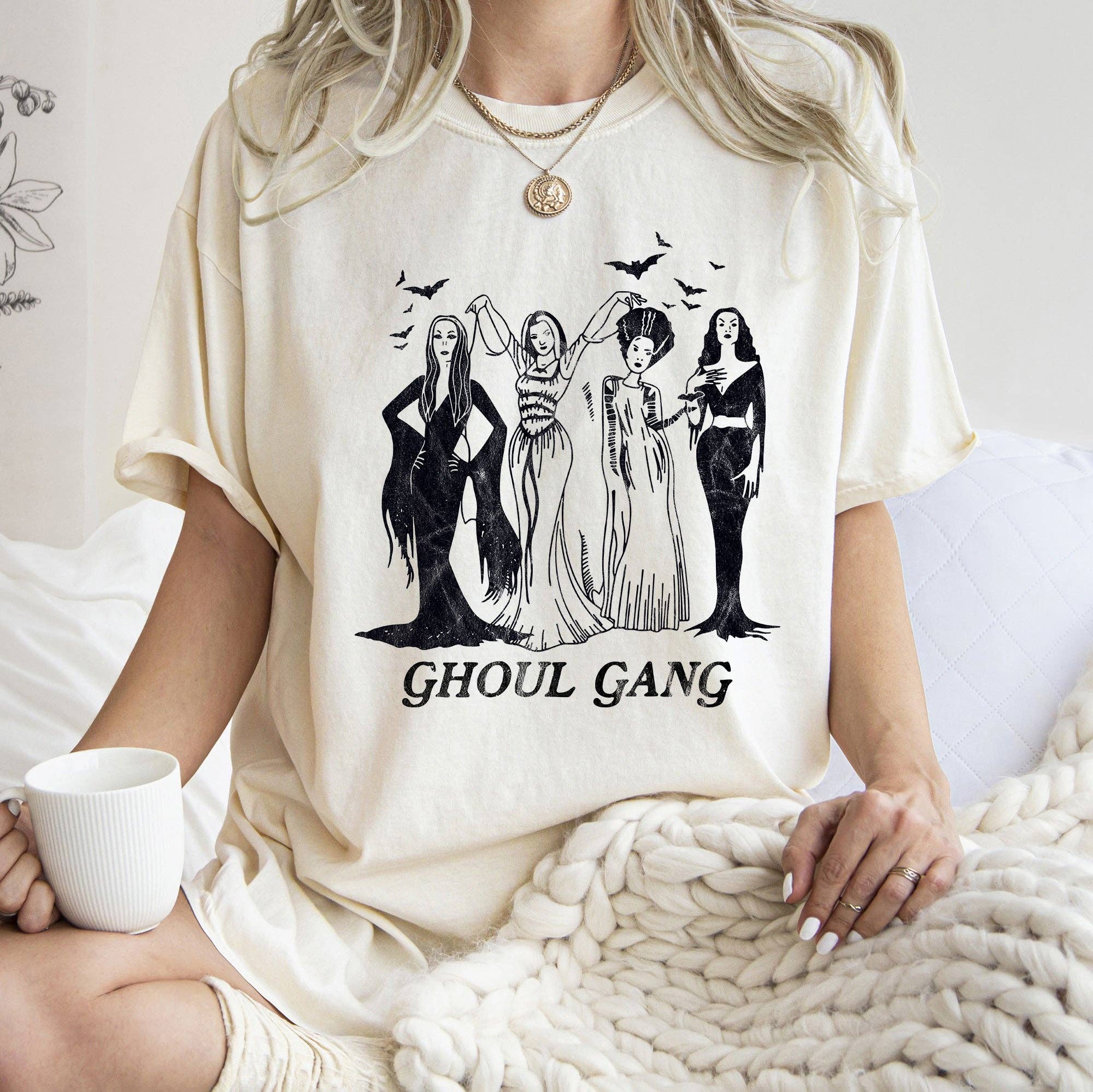 Ghoul Gang Retro Halloween T-Shirt Black Print