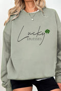 Lucky & Blessed Graphic Brushed Sweatshirts