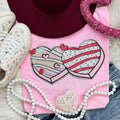 Sequin Double Heart Snack Cakes Patch Blossom Tee