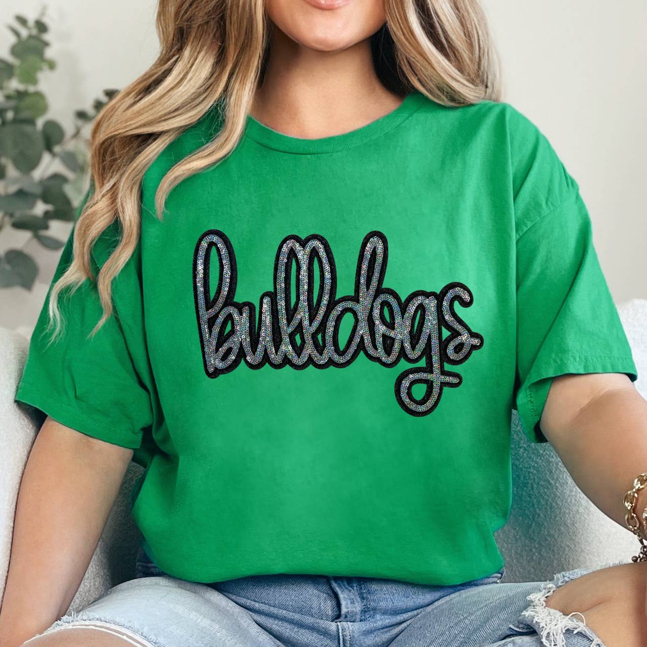 Bulldogs Sequin Patch Irish Green Everyday Tee
