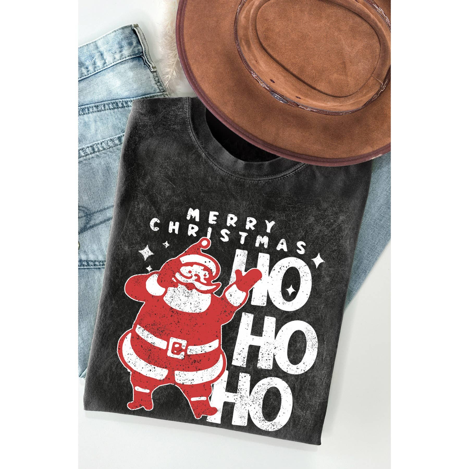 Ho Ho Ho Merry Christmas Mineral Wash T Shirt