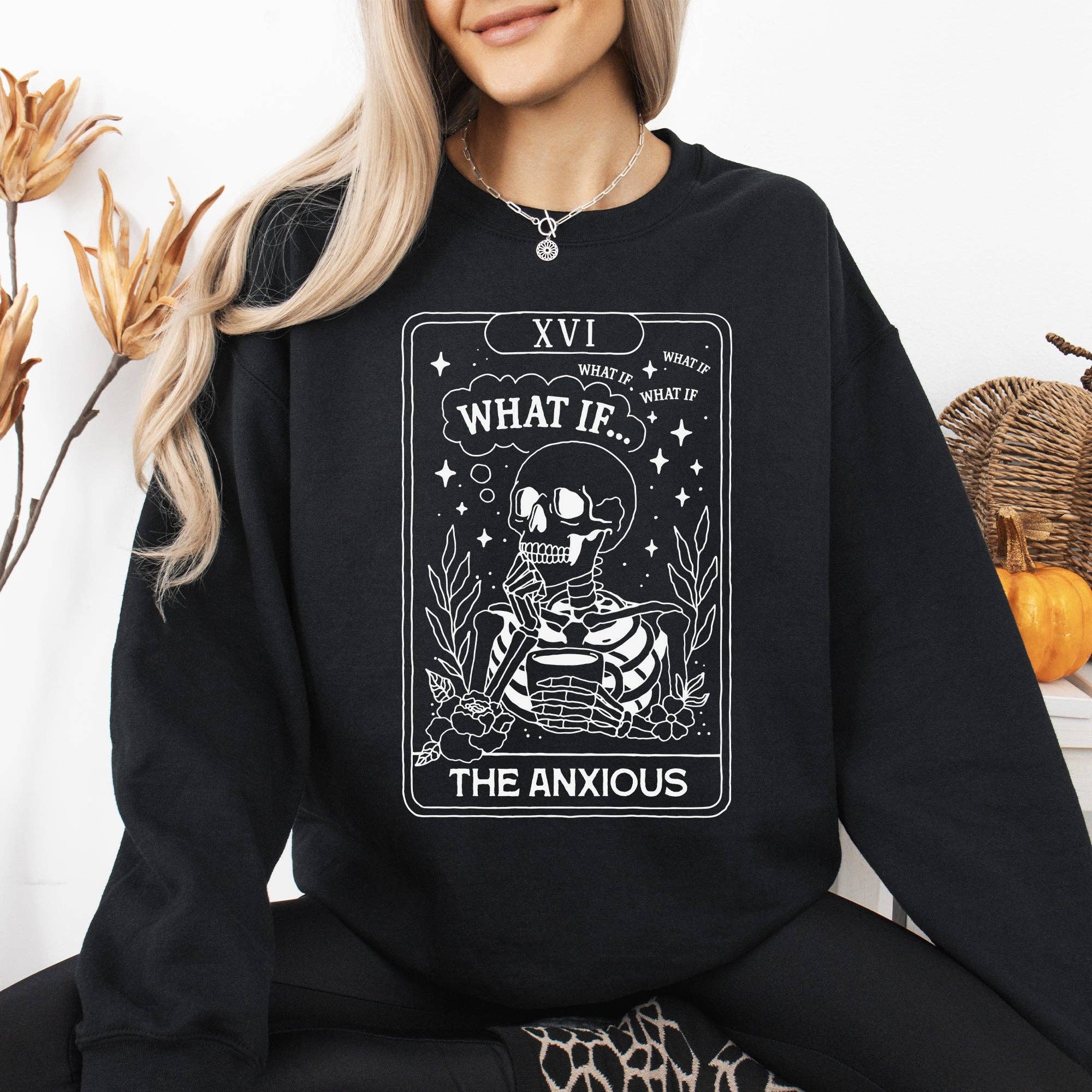 What If, the Anxious, Tarot Card, Halloween, Sweatshirt