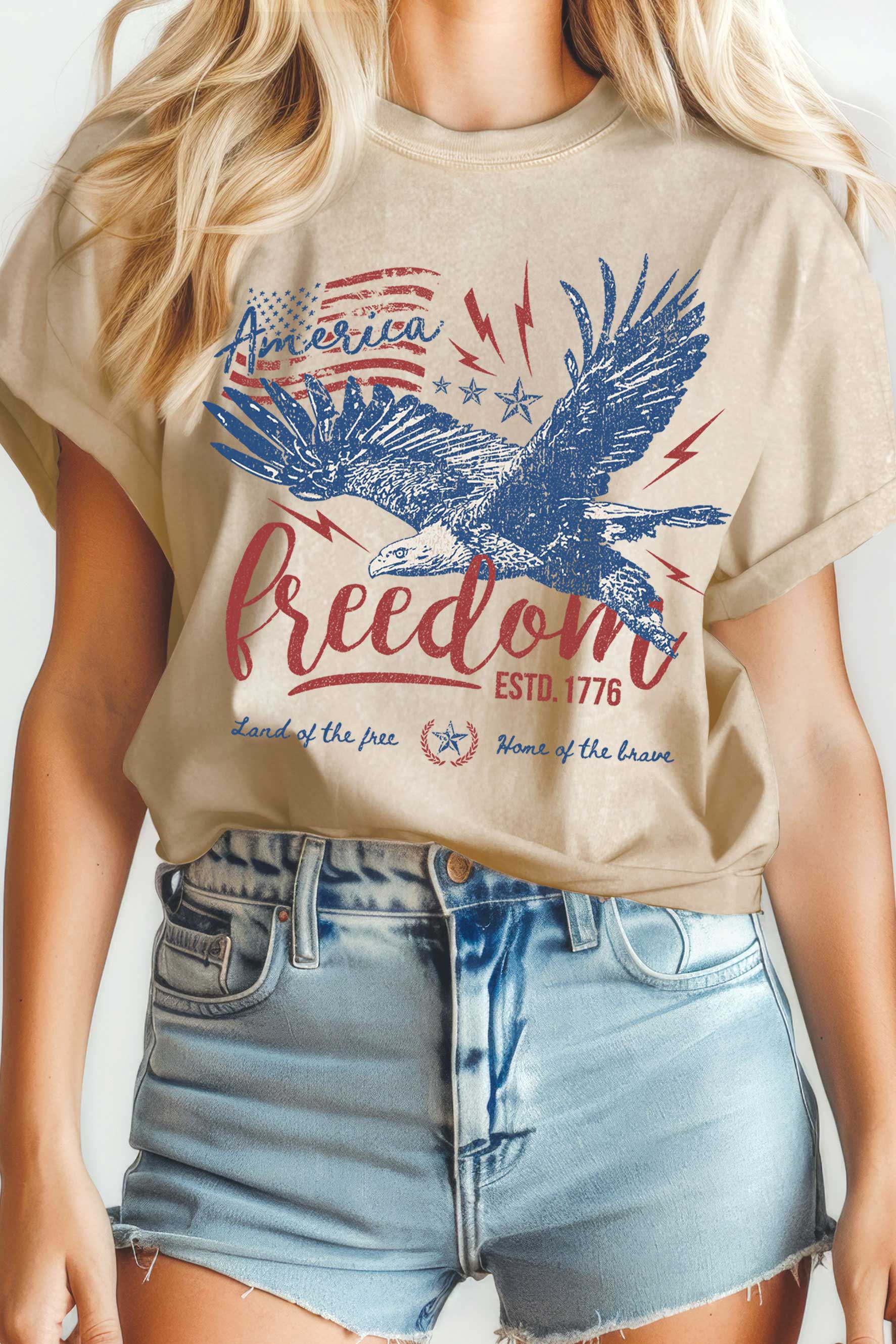 America Flag Freedom Eagle Mineral Graphic Tshirts