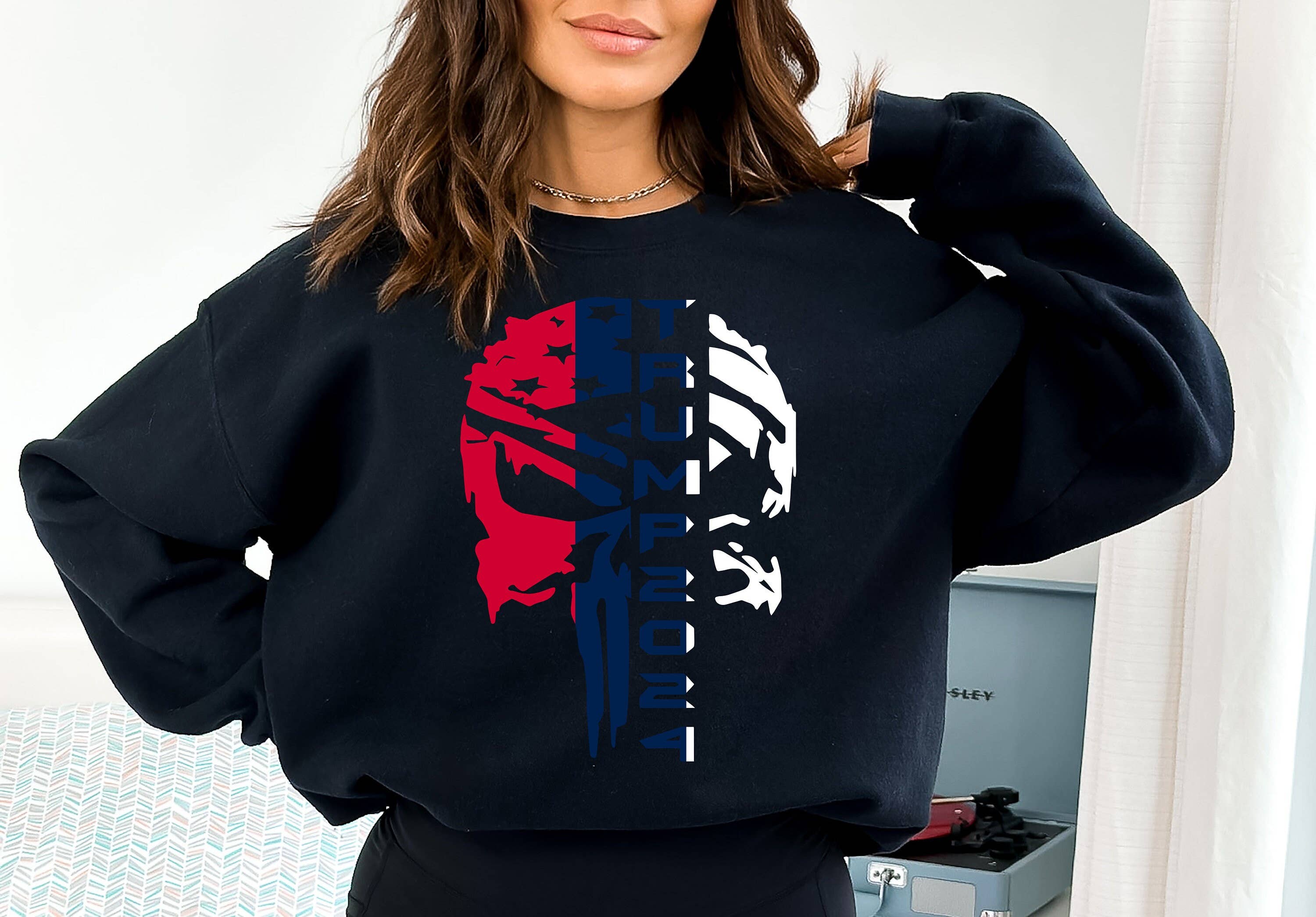 Trump 2024 Skull Sweatshirt Republican Supporter Design