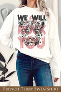 We Will Rock You Leopard Graphix Terry Sweatshirts