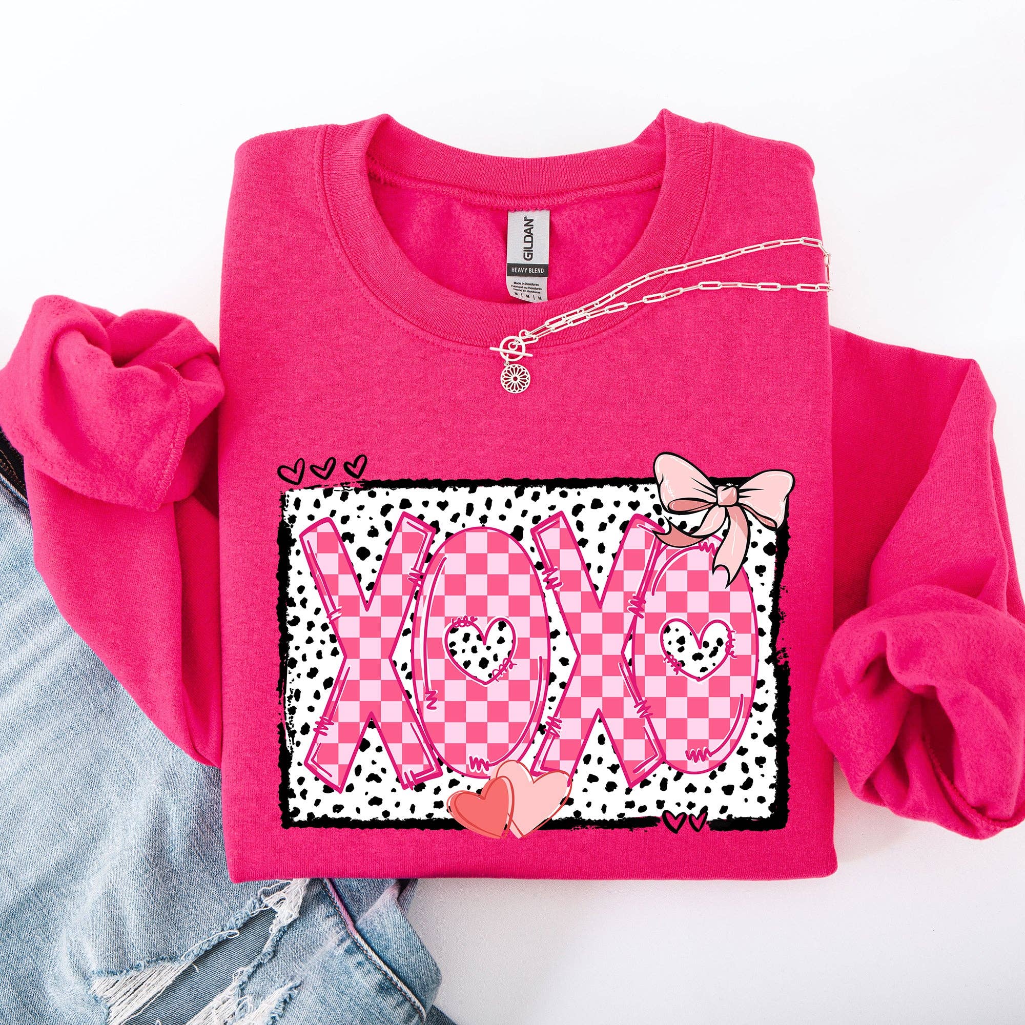 Xoxo, Valentine's Day Dalmatian Print Love Hearts Sweatshirt