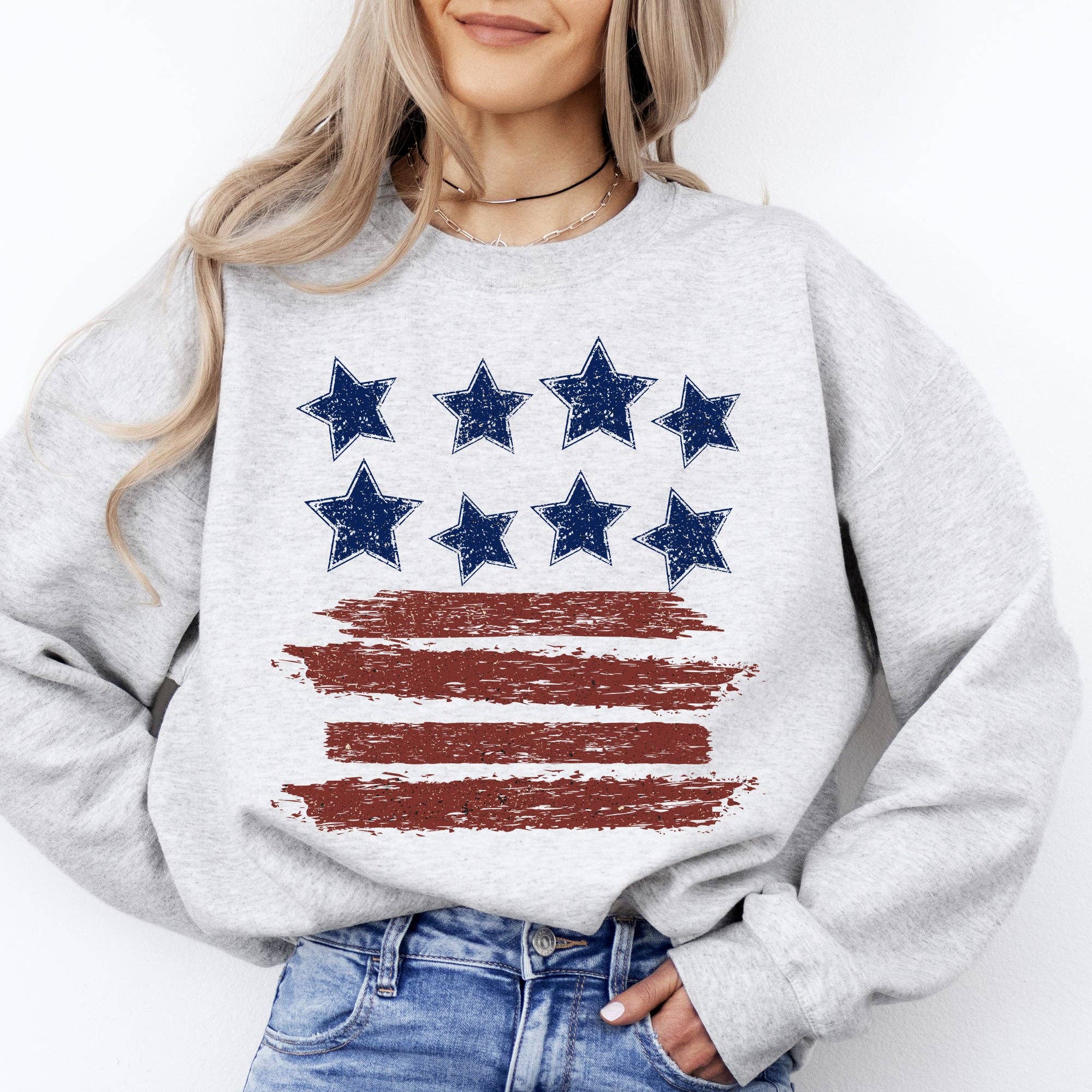 Retro Stars and Stripes Patriotic USA 4th of July Sweatshirt