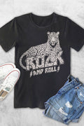 Leopard Rock and Roll Puff Graphic T-Shirts