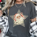 Santa, Retro, Green Star, Candy Cane, Christmas, Tshirt