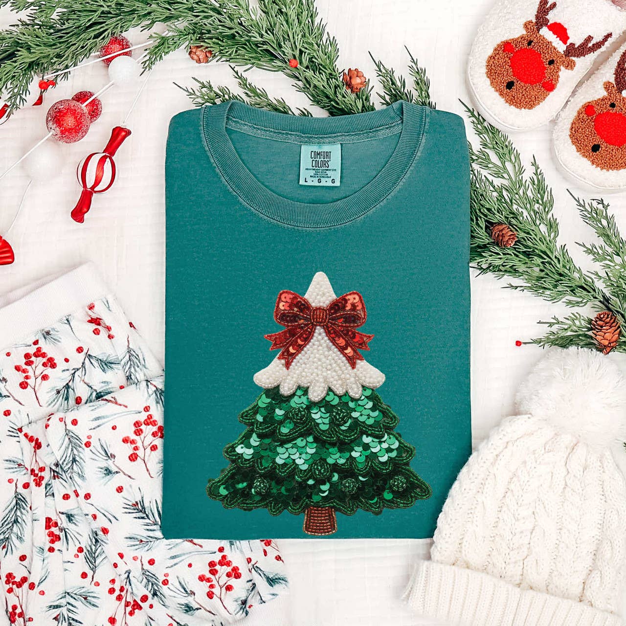 Faux Sequin Christmas Tree Tee