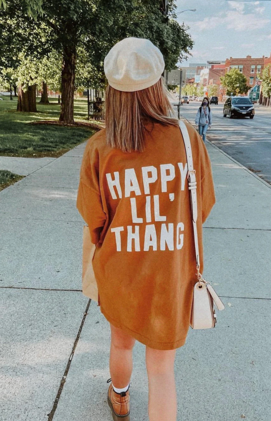 Happy Lil Thang Womens Summer Graphic Tee - Yam