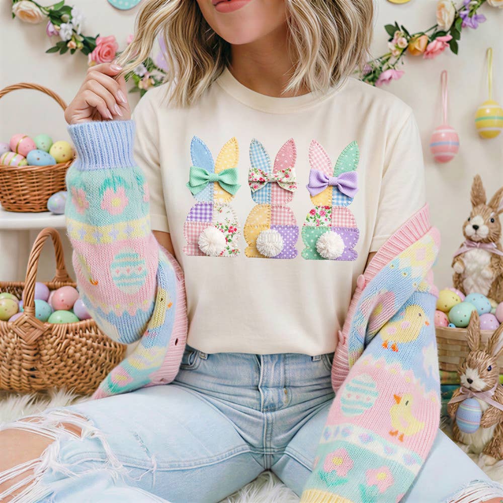 Faux Patchwork Bunny Trio Tee