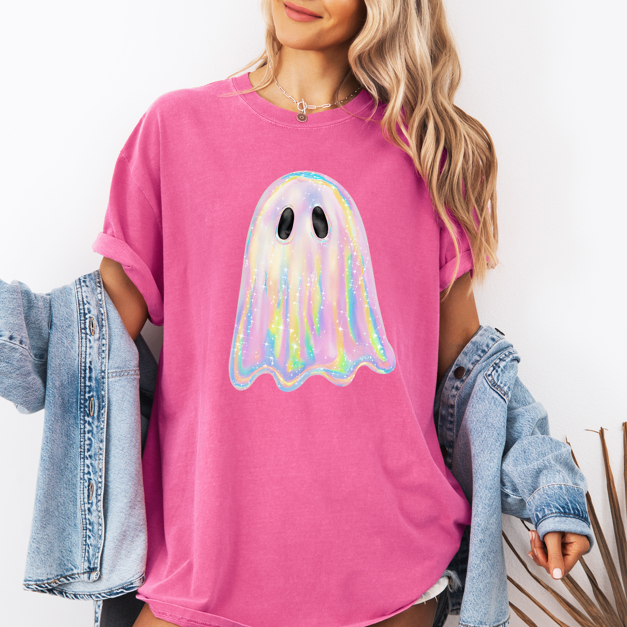 Shimmering Ghost Halloween, Comfort Colors T-Shirt