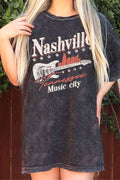 Nashville Music City Guitar Oversize Graphic Tshirts