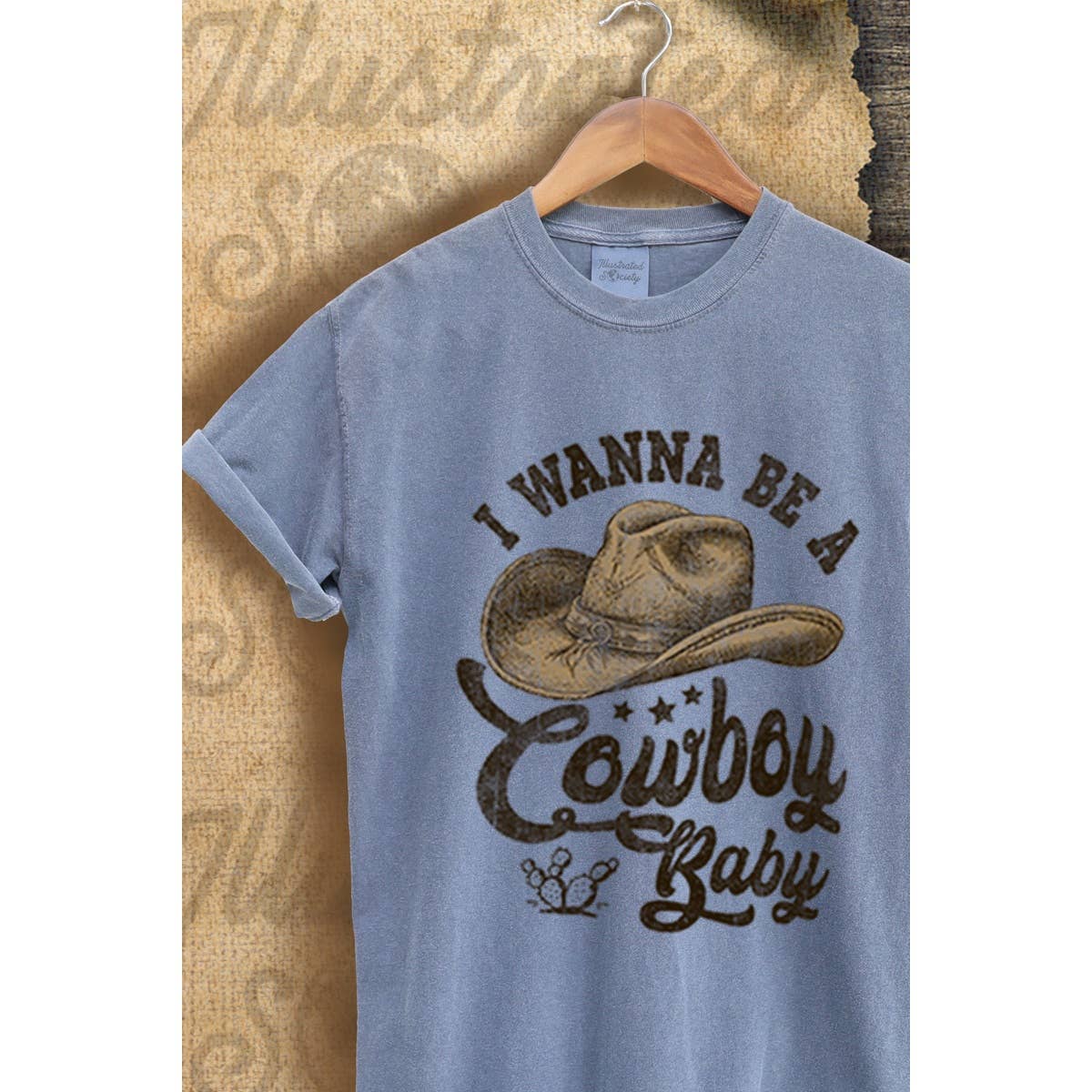 I Wanna Be A Cowboy Baby Vintage Graphic  Tee