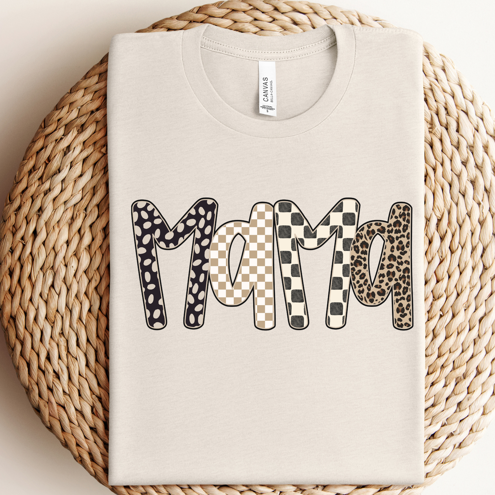 Checkered & Leopard Mama Graphic Tee