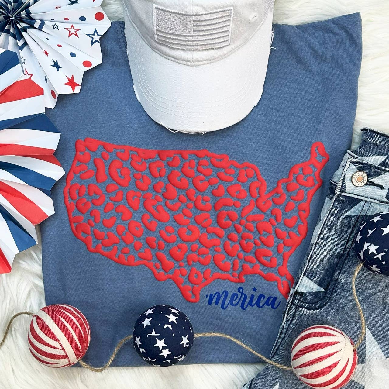 Leopard United States Puff Pigment Dyed Tee