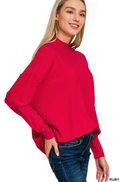 1015 Viscose Mock Neck Exposed Seam Sweater SI-28686