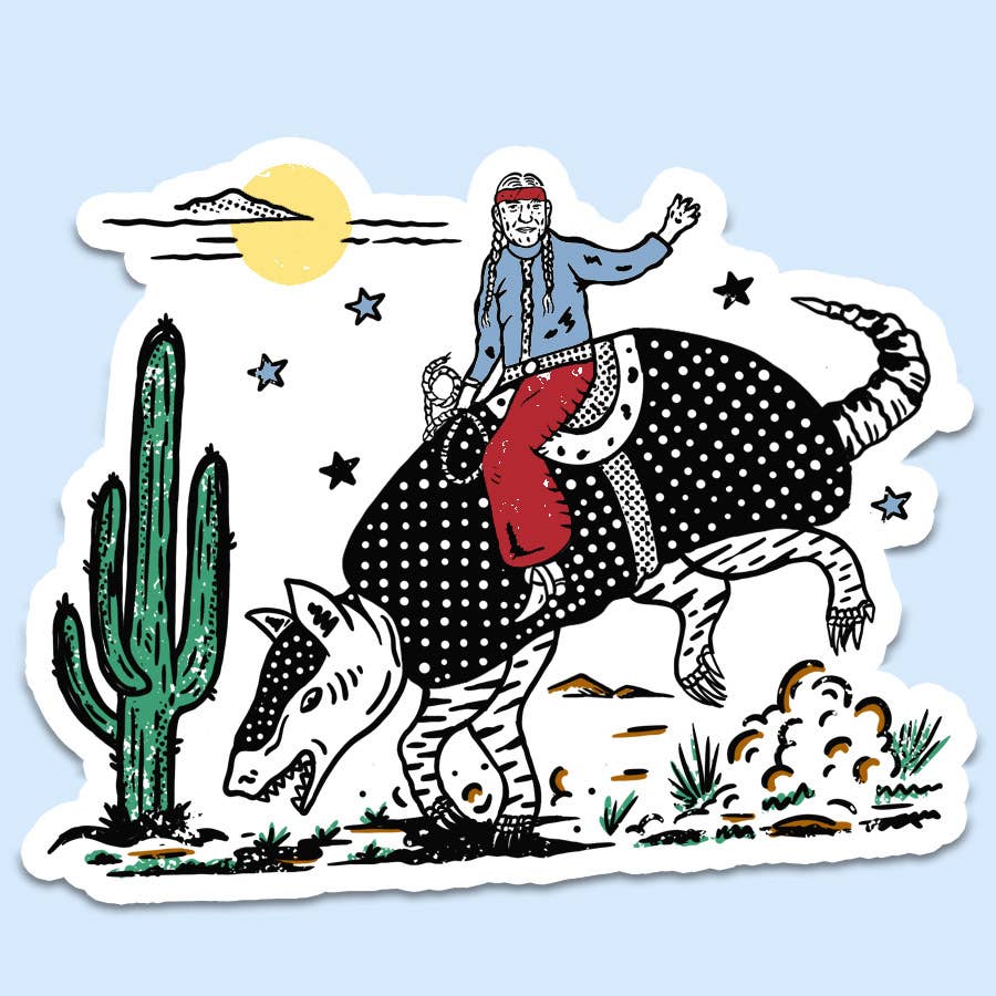 Armadillo Cowboy Sticker Decal, Funny Sticker, Western