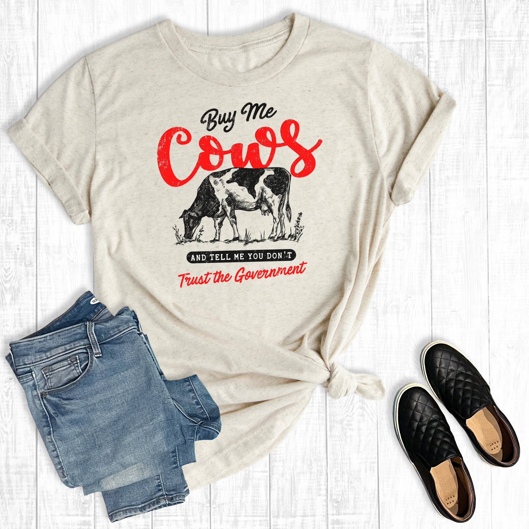 Western Buy Cows and Don't Trust the Government Graphic Tee