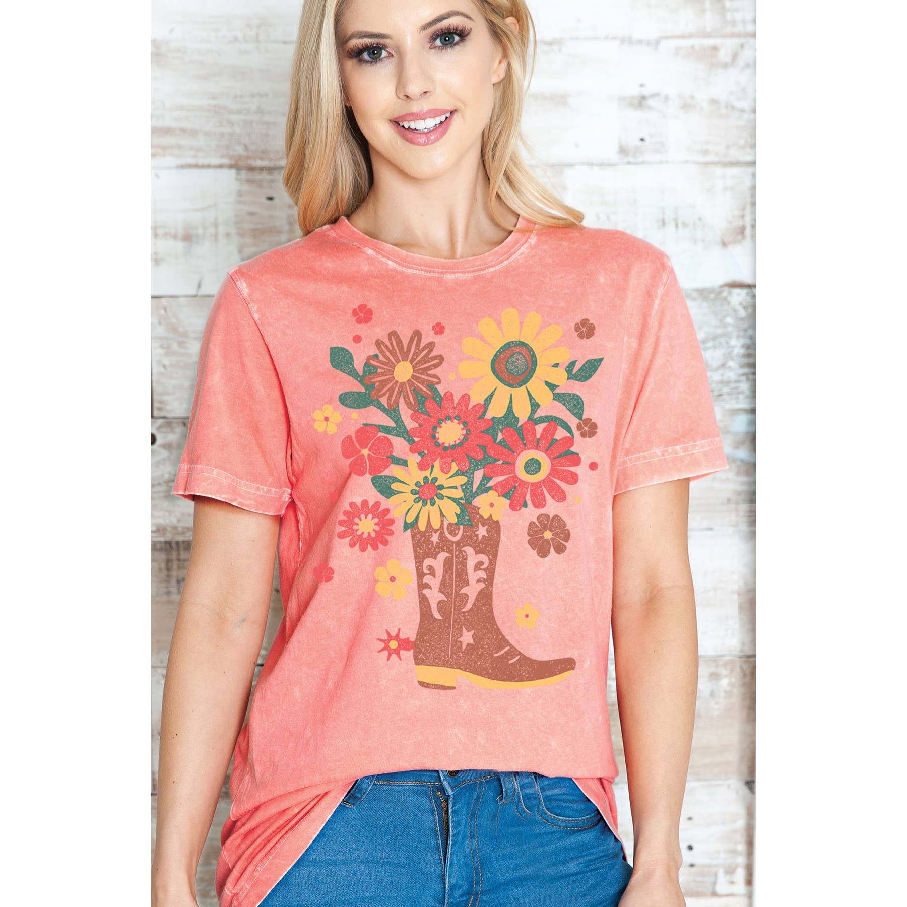 Cowboy Boot Flower Vase -  Mineral Wash
