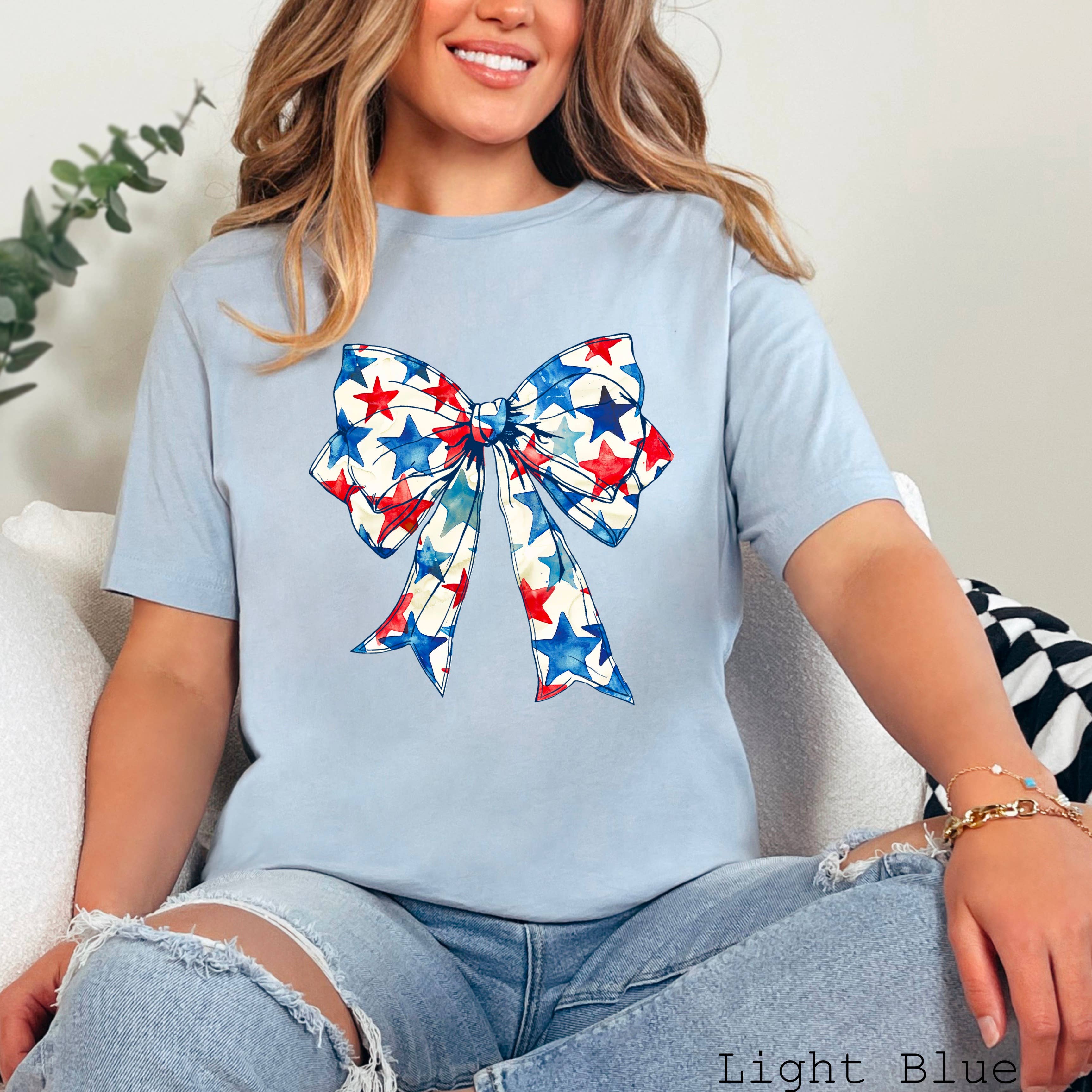 Coquette Star Bow July 4th Graphic Tee  | Bella Canvas